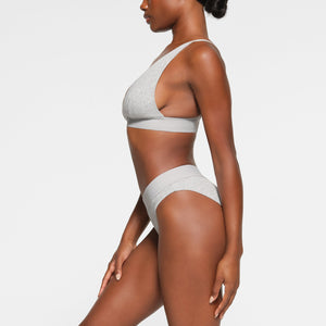 COTTON RIB PLUNGE BRALETTE | LIGHT HEATHER GREY