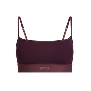COTTON RIB SCOOP BRALETTE | CURRANT
