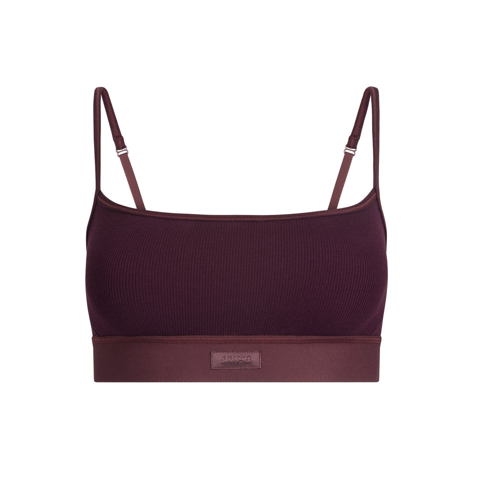 COTTON RIB SCOOP BRALETTE | CURRANT