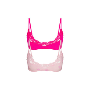 FITS EVERYBODY LACE SCOOP BRALETTE 2-PACK | FLAMINGO AND HEART BREAKER