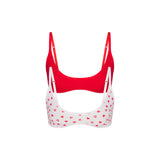 COTTON LOGO SCOOP BRALETTE 2-PACK | RUBY AND RUBY HEART LOGO PRINT