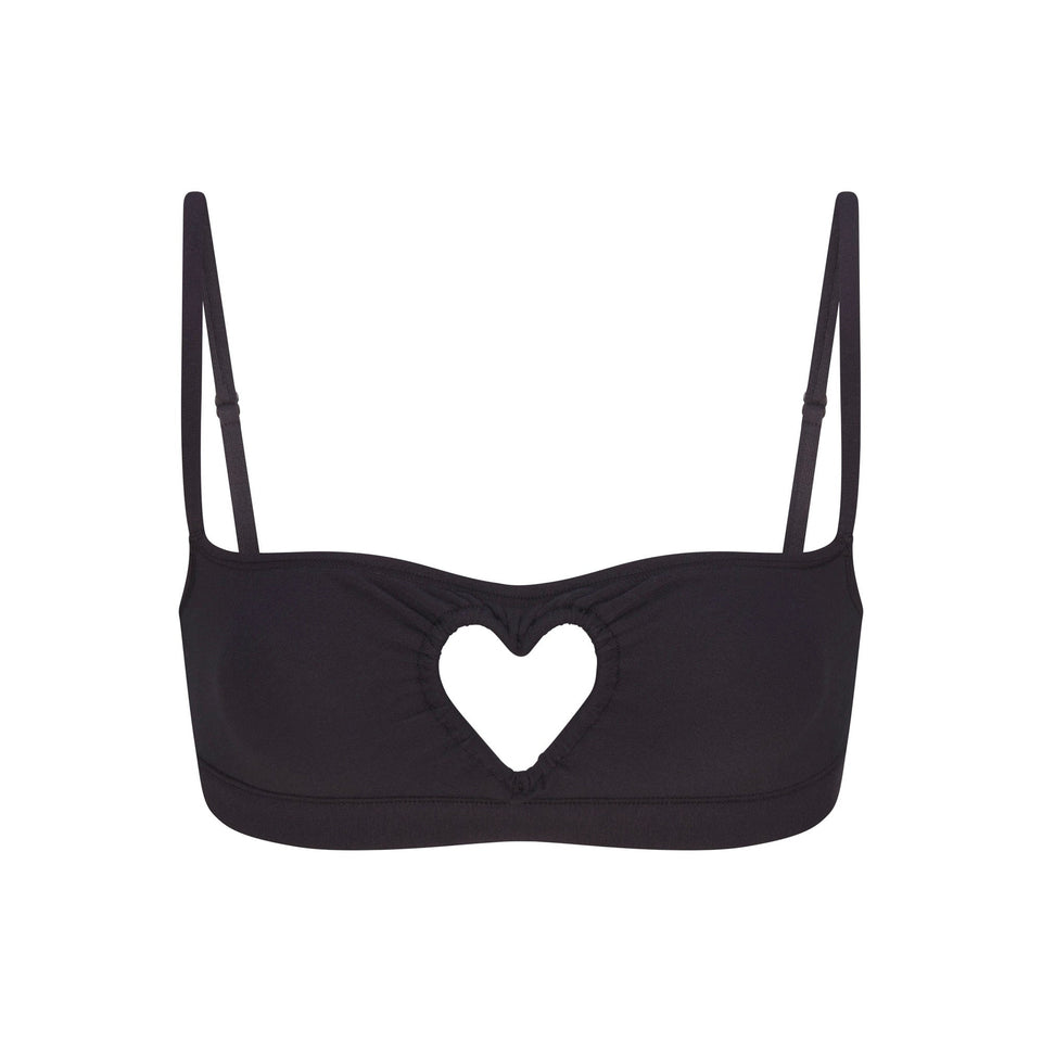 COTTON JERSEY HEART SCOOP BRALETTE | SOOT