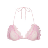 EMBROIDERED TULLE TIE BRALETTE AND THONG SET | BUBBLE GUM