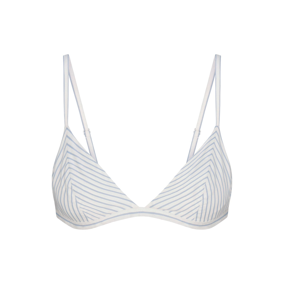 COTTON POPLIN TRIANGLE BRALETTE | ZEN BLUE STRIPE