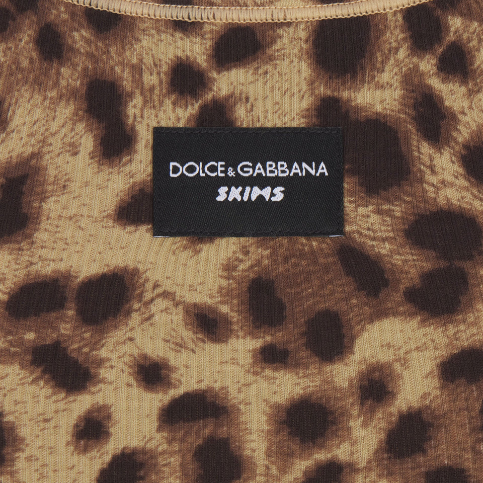 DOLCE&GABBANA X SKIMS COTTON RIB BOXER | LEOPARD