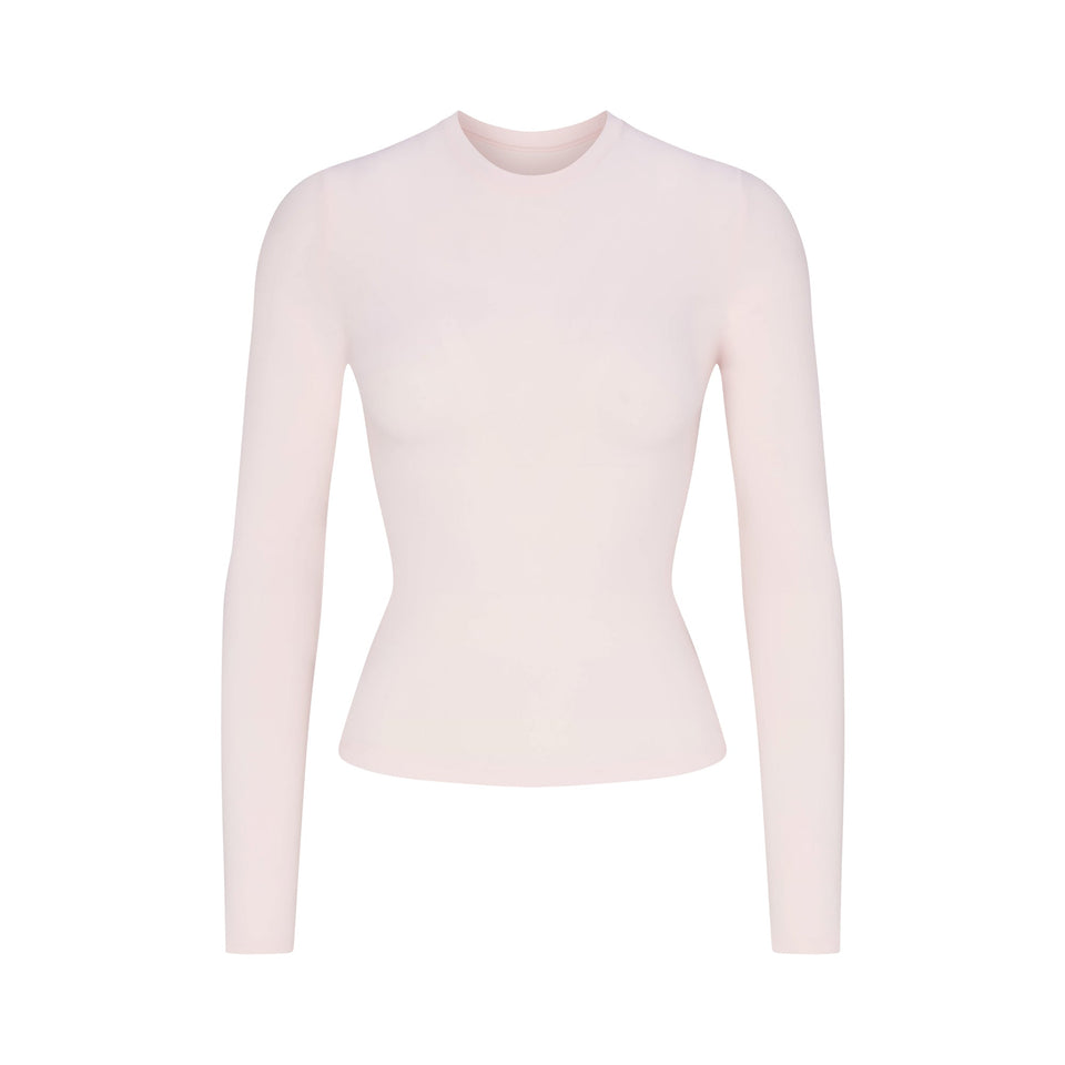 COTTON JERSEY LONG SLEEVE T-SHIRT | BARELY PINK