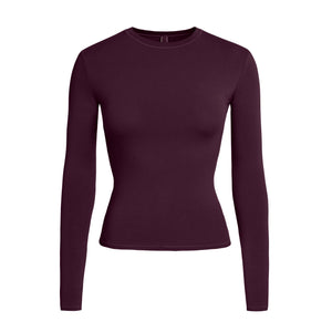 COTTON JERSEY LONG SLEEVE T-SHIRT | CURRANT