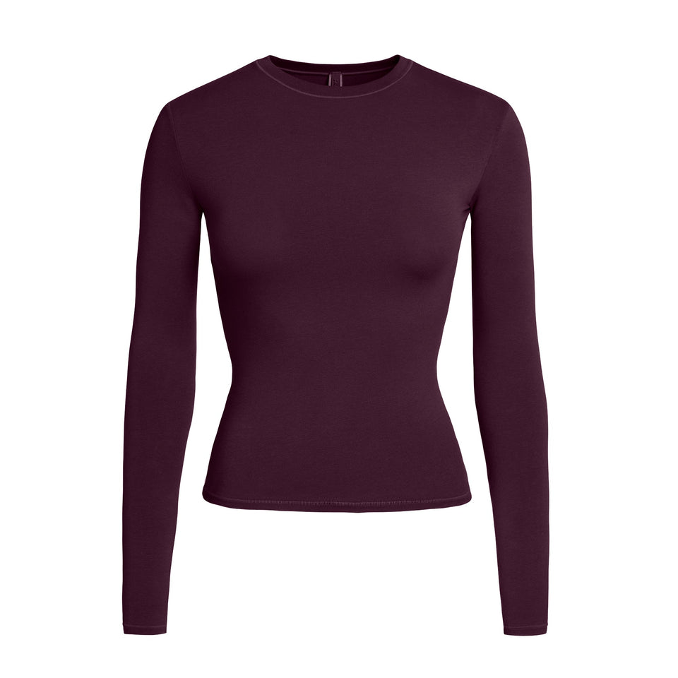 COTTON JERSEY LONG SLEEVE T-SHIRT | CURRANT