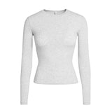 COTTON JERSEY LONG SLEEVE T-SHIRT | LIGHT HEATHER GREY