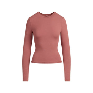 COTTON JERSEY LONG SLEEVE T-SHIRT | REDWOOD