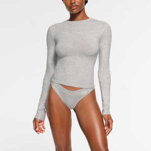 COTTON JERSEY LONG SLEEVE T-SHIRT | LIGHT HEATHER GREY