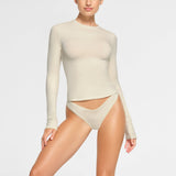 COTTON JERSEY LONG SLEEVE T-SHIRT | BONE