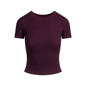 COTTON RIB T-SHIRT | CURRANT