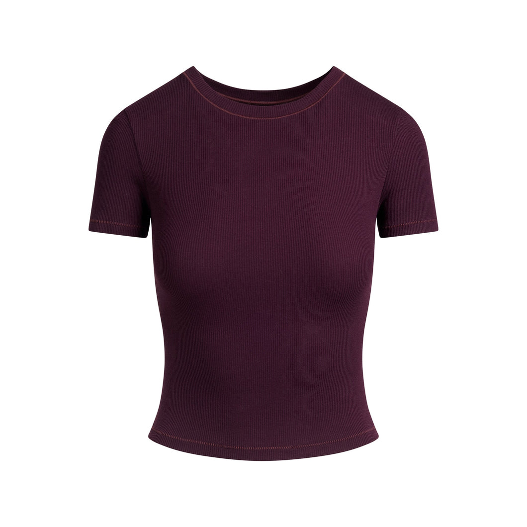 COTTON RIB T-SHIRT | CURRANT