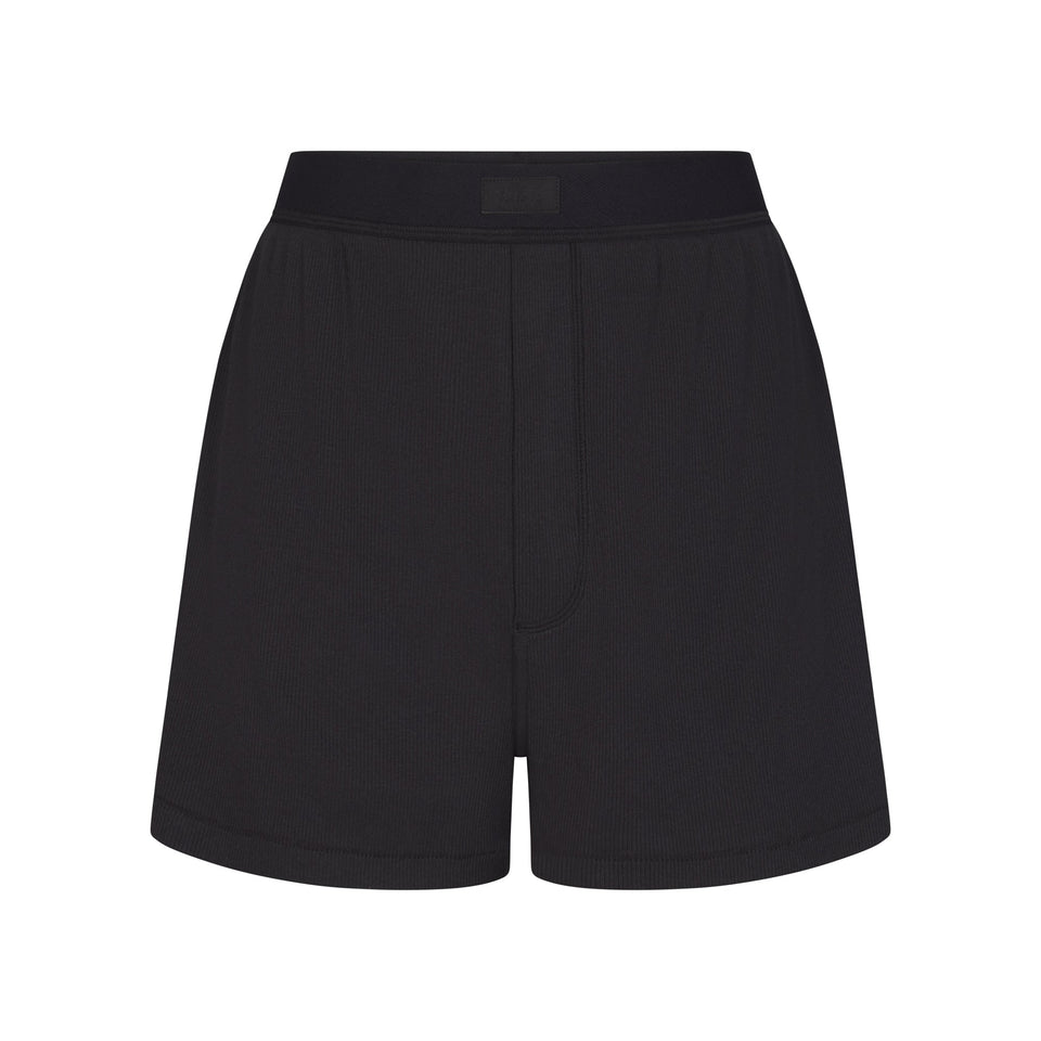 COTTON RIB LOOSE BOXER | SOOT