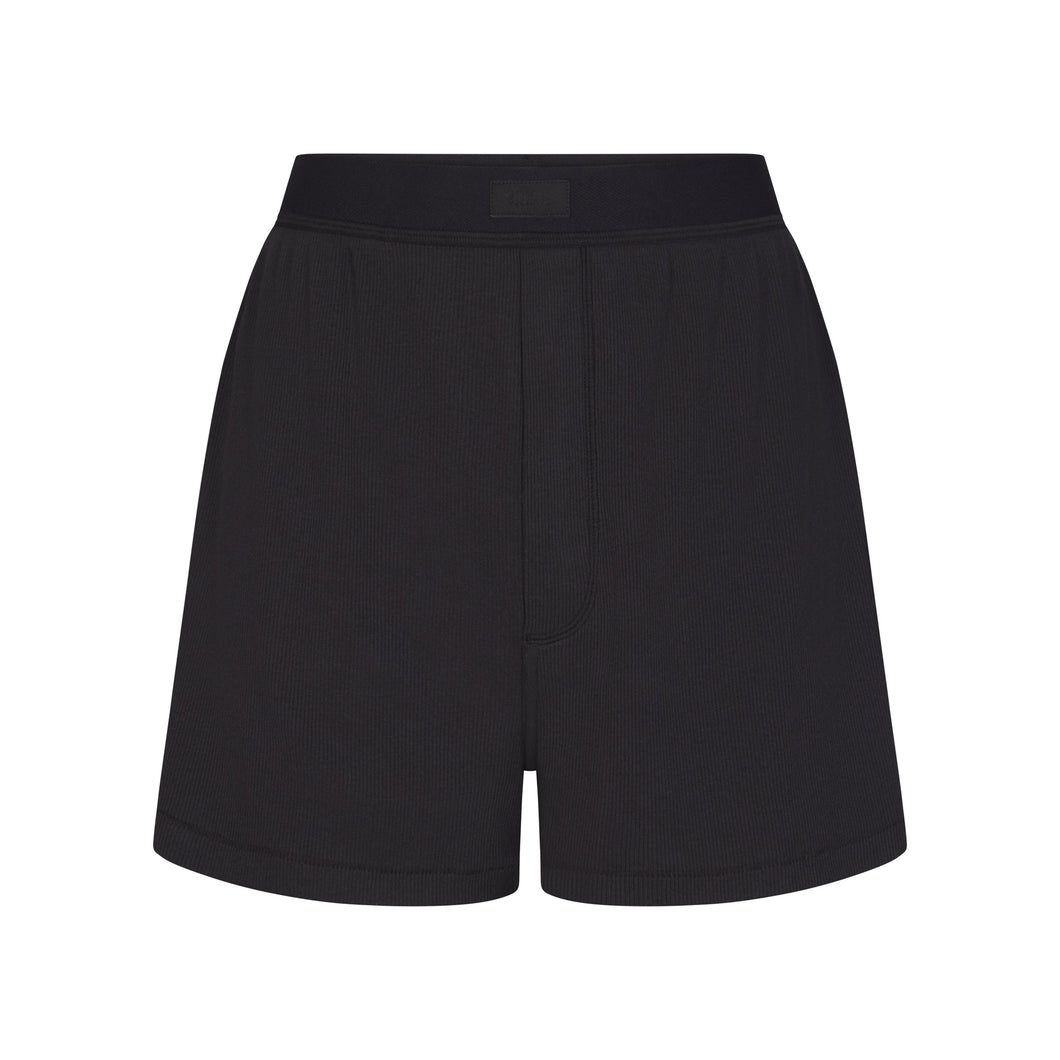 COTTON RIB LOOSE BOXER | SOOT