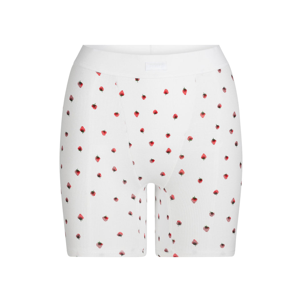 COTTON RIB BOXER | SNOW STRAWBERRY PRINT