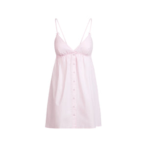 COTTON POPLIN SLEEP MINI DRESS | CHERRY BLOSSOM STRIPE