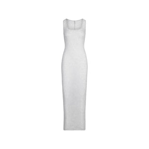 SHEER RIB LONG DRESS | LIGHT HEATHER GREY
