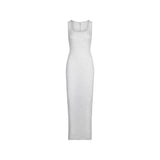 SHEER RIB LONG DRESS | LIGHT HEATHER GREY