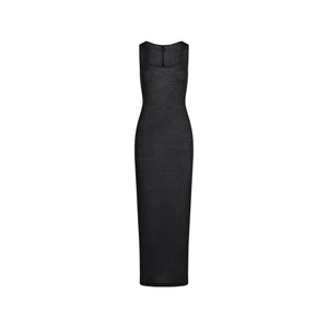 SHEER RIB LONG DRESS | SOOT