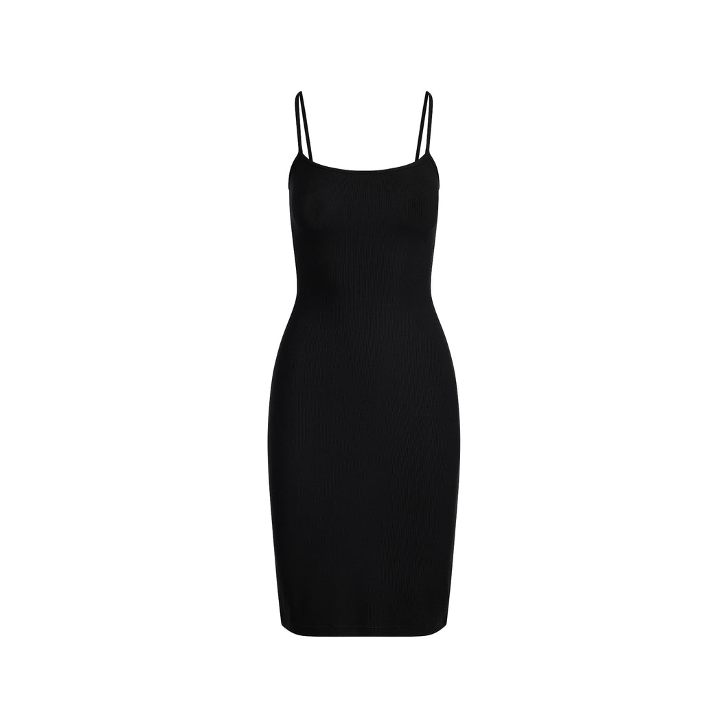 SOFT LOUNGE MIDI SLIP DRESS | ONYX