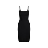 SOFT LOUNGE MIDI SLIP DRESS | ONYX