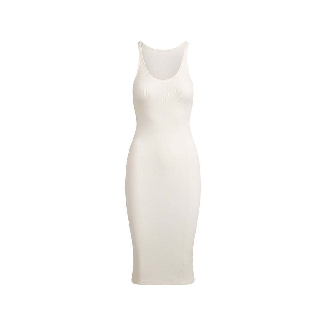 COTTON RIB TANK MIDI DRESS | MARBLE