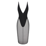 SKIMS BODY MESH PLUNGE MIDI DRESS | ONYX