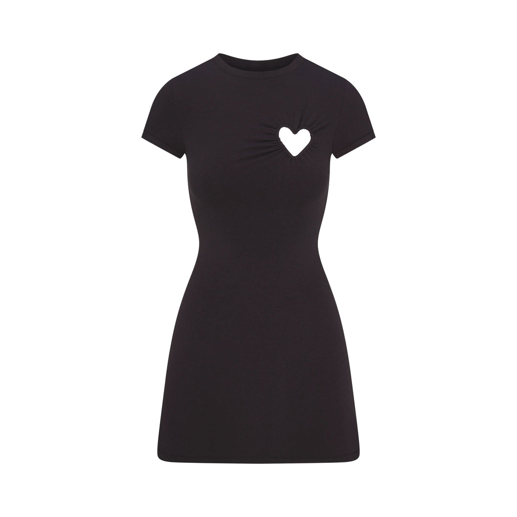 COTTON JERSEY HEART MINI DRESS | SOOT