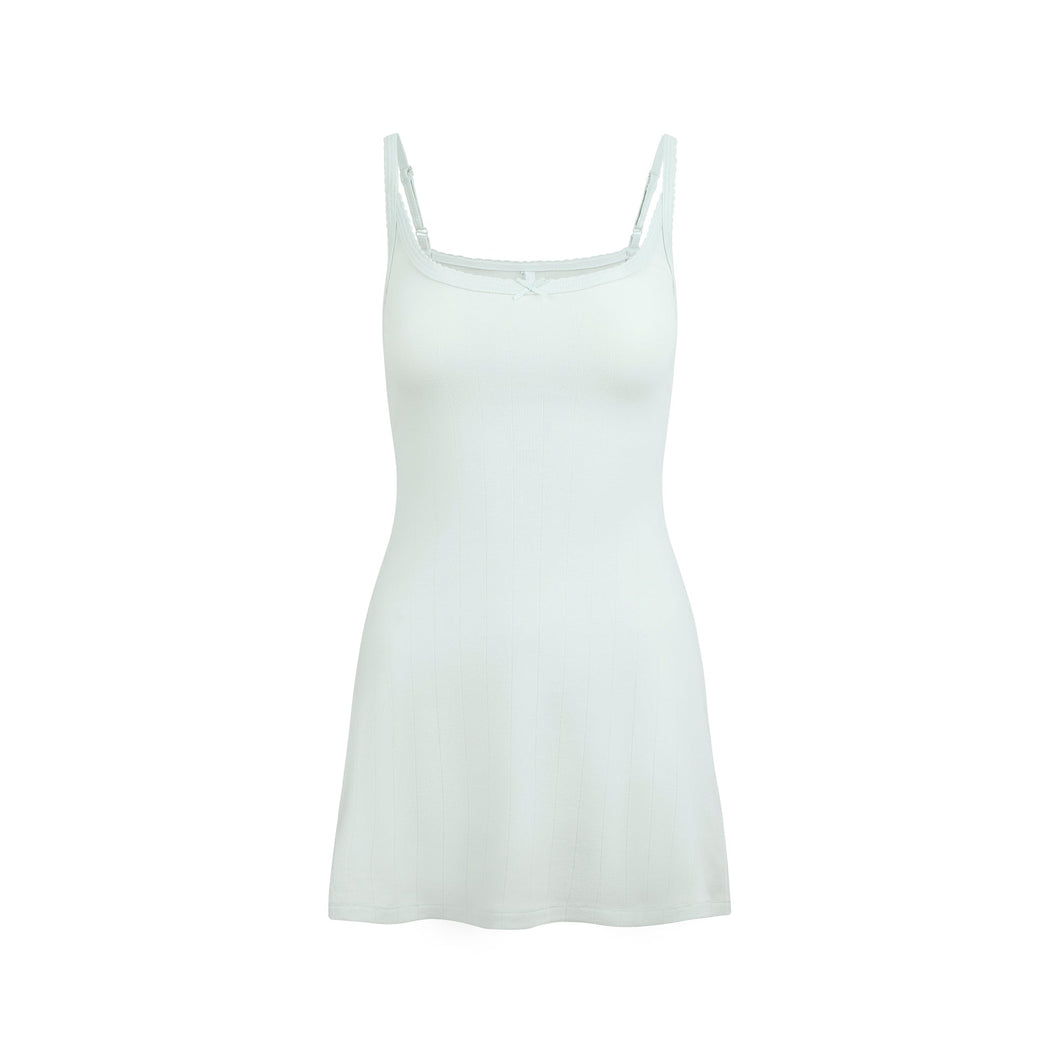 DROP NEEDLE POINTELLE CAMI MINI DRESS | FROST