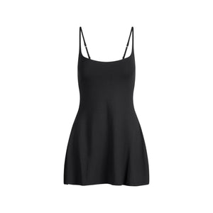 SMOOTH LAYERS SCOOP NECK MINI DRESS | OBSIDIAN
