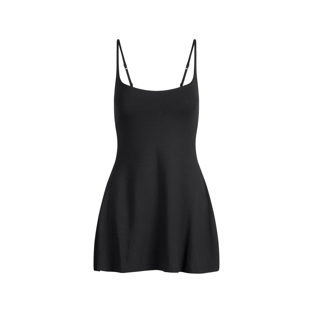 SMOOTH LAYERS SCOOP NECK MINI DRESS | OBSIDIAN