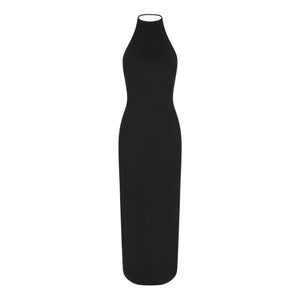 SKIMS CLOUD HALTER LONG DRESS | ONYX