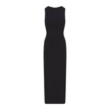 SMOOTH LAYERS LONG BOAT NECK DRESS | OBSIDIAN