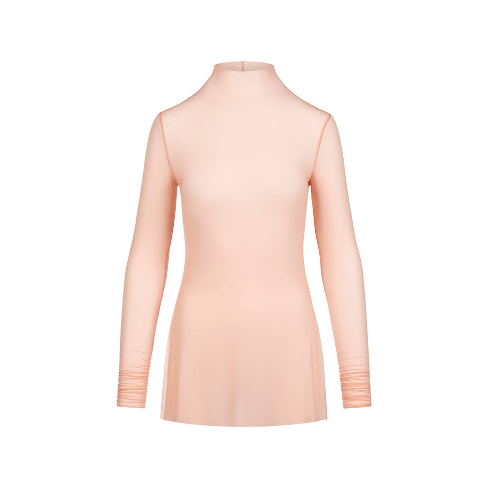 MILKY SHEER MOCK NECK TUNIC | DESERT CLAY