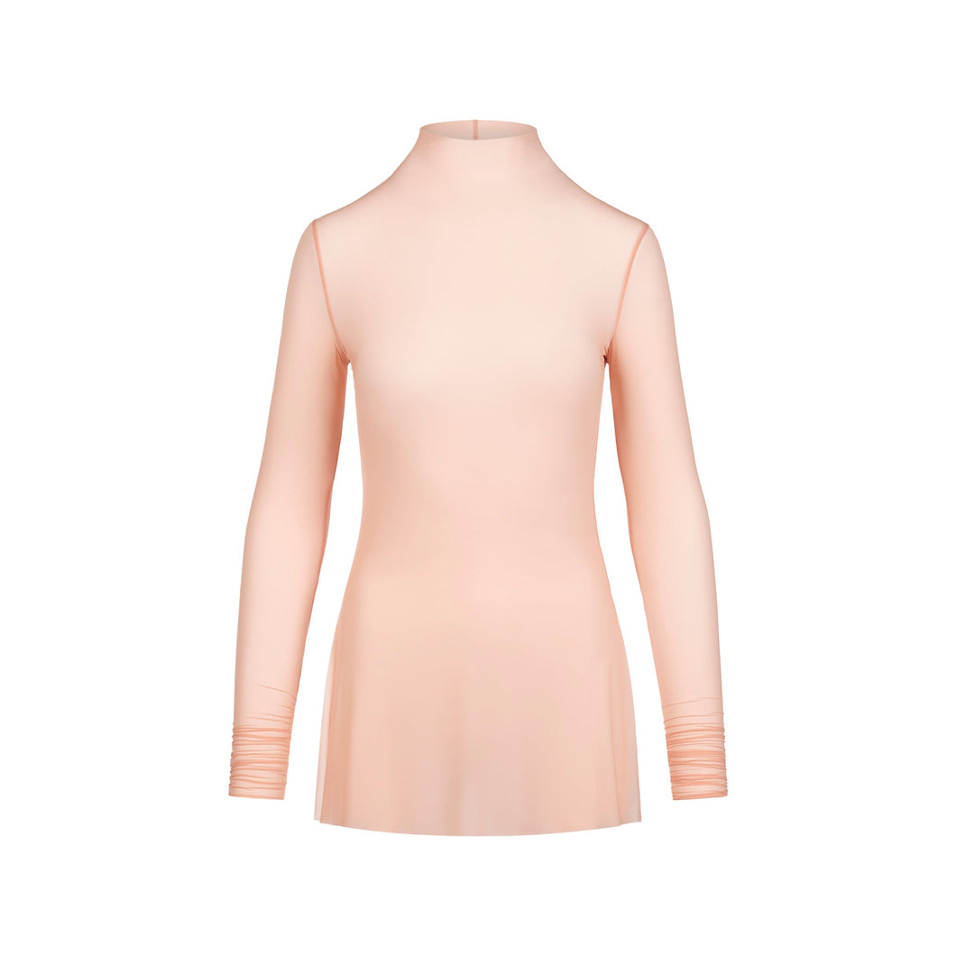 MILKY SHEER MOCK NECK TUNIC | DESERT CLAY