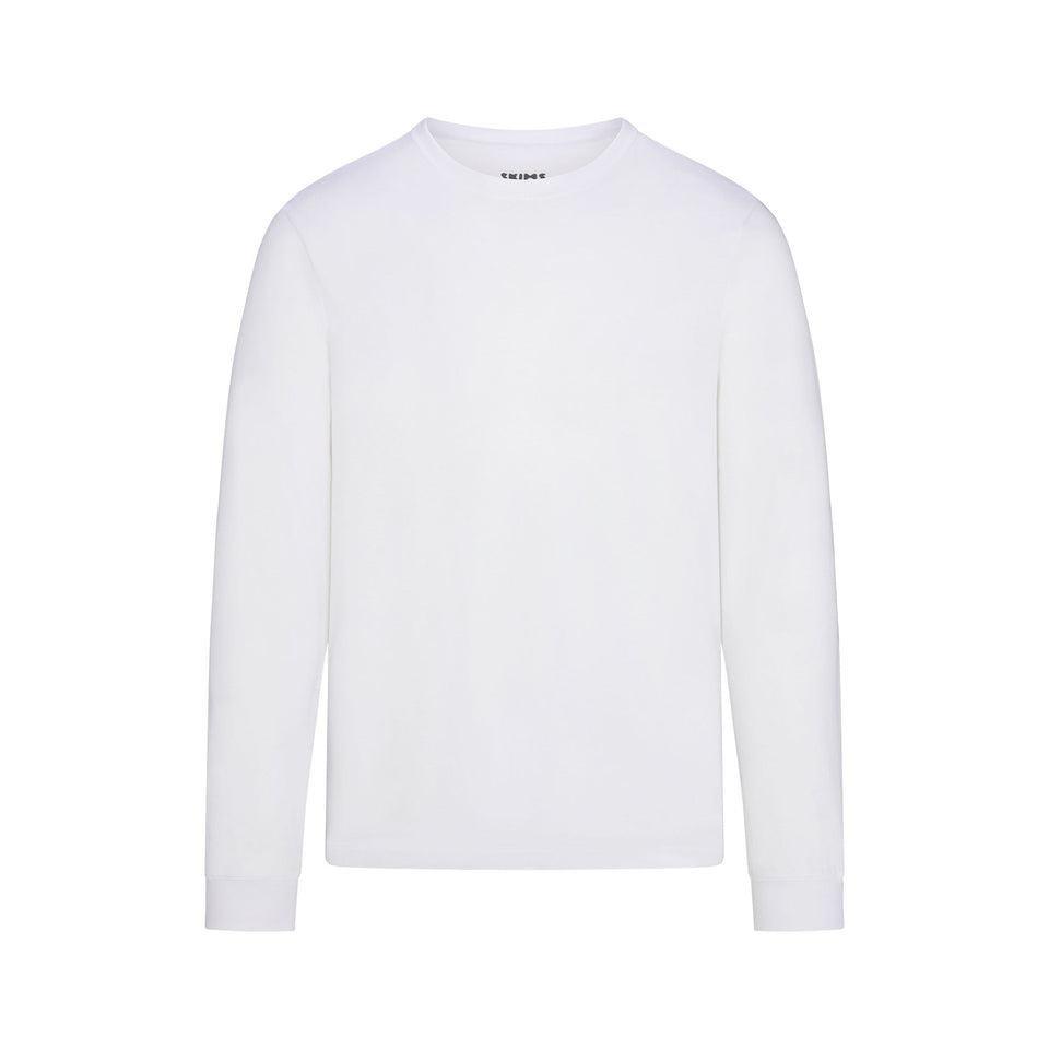 SKIMS COTTON MENS CLASSIC LONG SLEEVE T-SHIRT | CHALK