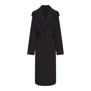 BOYFRIEND FLEECE OVERSIZED TRENCH COAT | WASHED ONYX