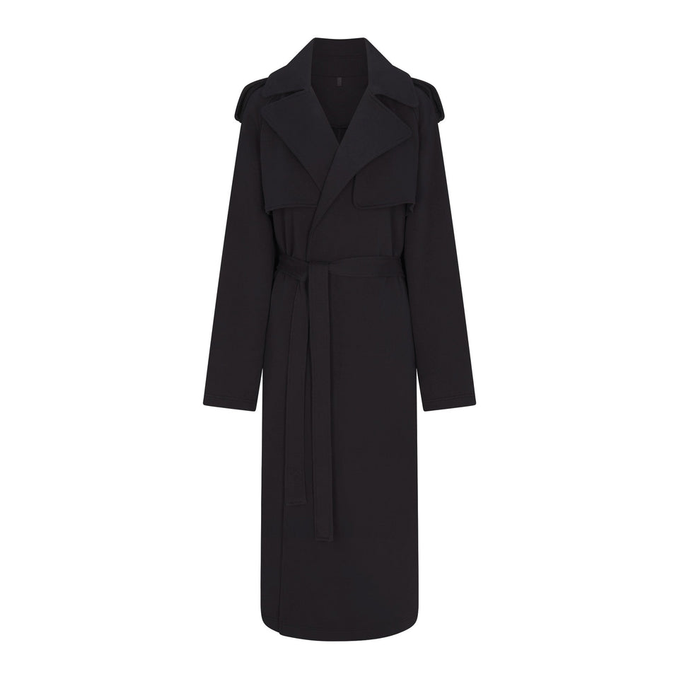 BOYFRIEND FLEECE OVERSIZED TRENCH COAT | WASHED ONYX