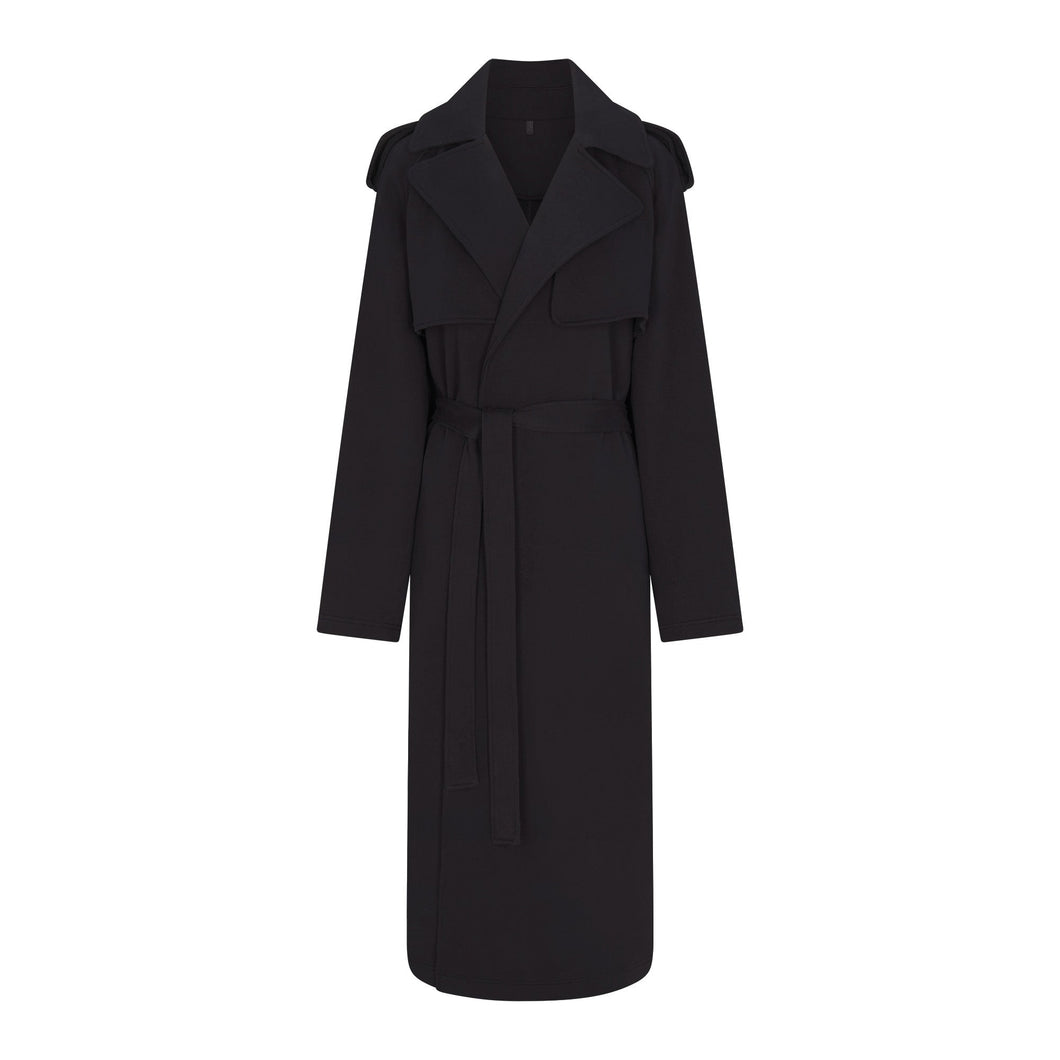 BOYFRIEND FLEECE OVERSIZED TRENCH COAT | WASHED ONYX