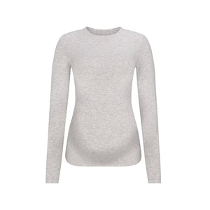 COTTON JERSEY MATERNITY LONG SLEEVE T-SHIRT | LIGHT HEATHER GREY