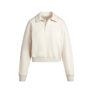 COTTON FLEECE POLO SWEATSHIRT | OATMEAL HEATHER