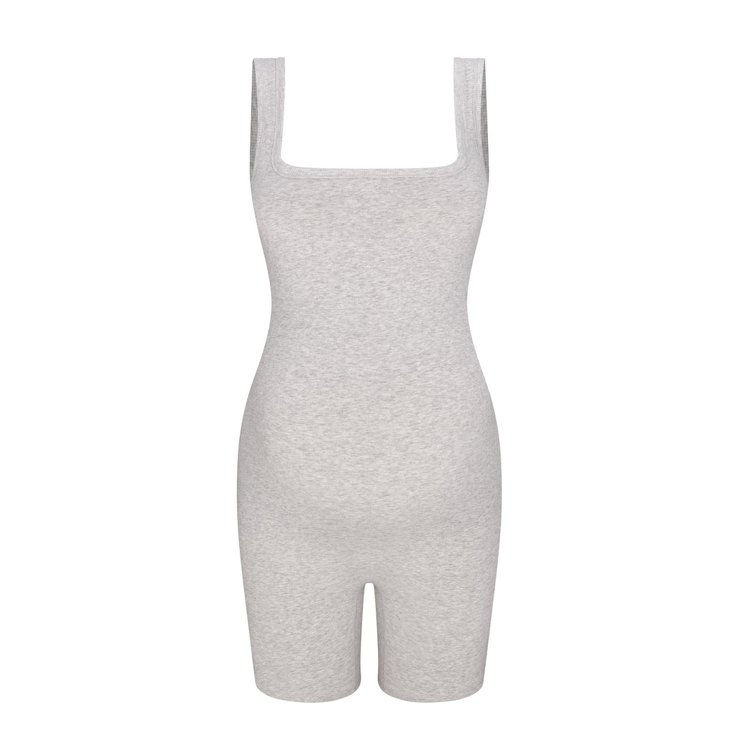 COTTON JERSEY MATERNITY ONESIE | LIGHT HEATHER GREY