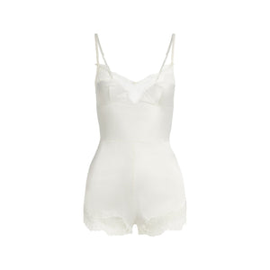 WOVEN SHINE LACE TEDDY | IVORY