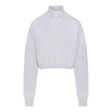 COTTON FLEECE CROPPED HALF ZIP PULLOVER | LIGHT HEATHER GREY