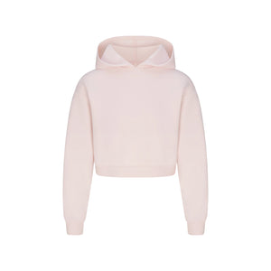 COTTON FLEECE SHRUNKEN HOODIE | BARELY PINK