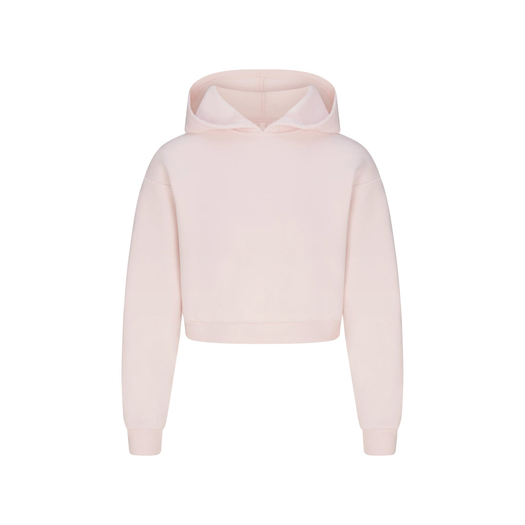 COTTON FLEECE SHRUNKEN HOODIE | BARELY PINK