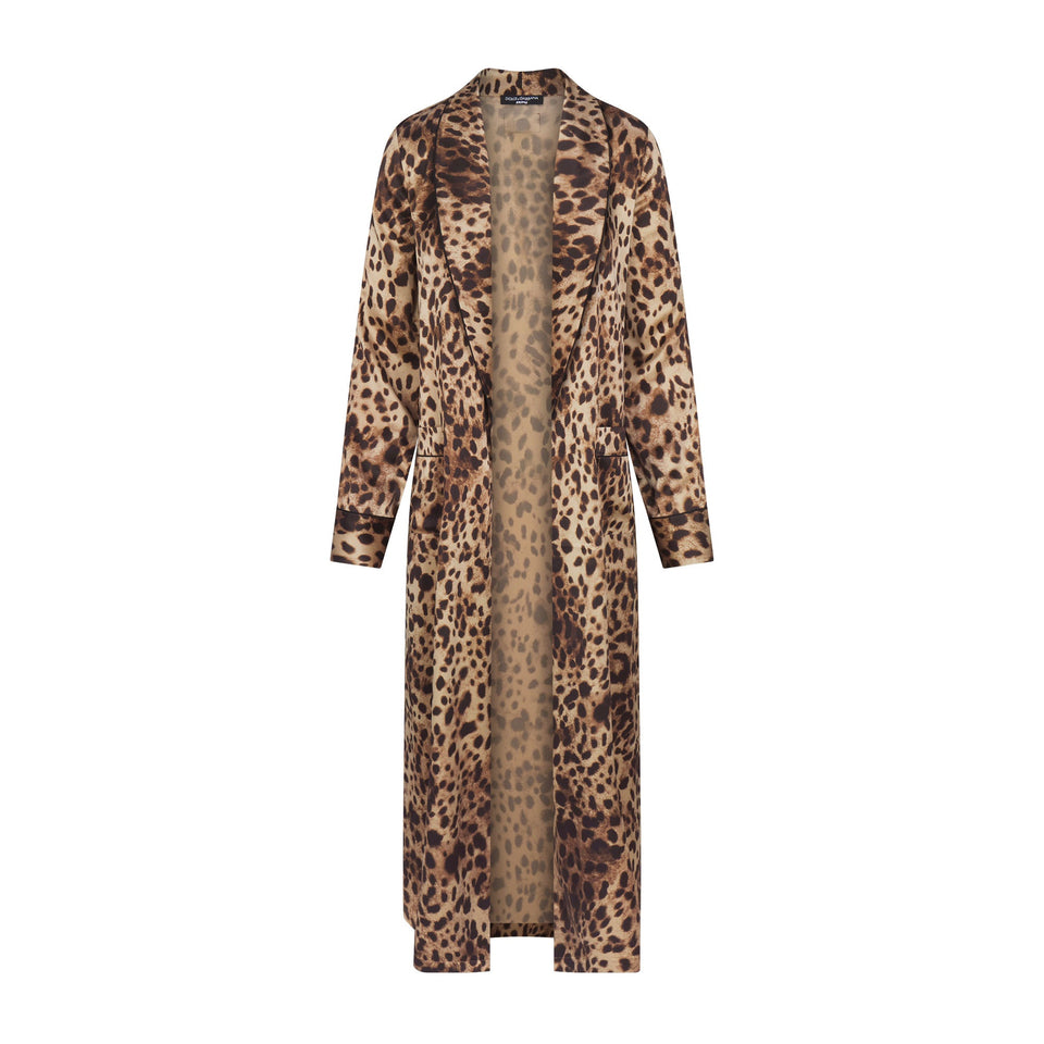 DOLCE&GABBANA X SKIMS SILK LONG ROBE | LEOPARD