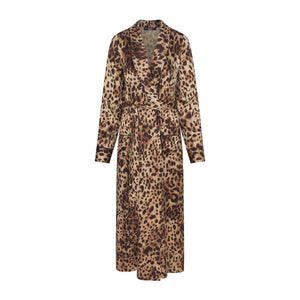 DOLCE&GABBANA X SKIMS SILK LONG ROBE | LEOPARD